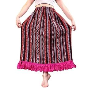 Pink and Red Patterned Women's Skirt